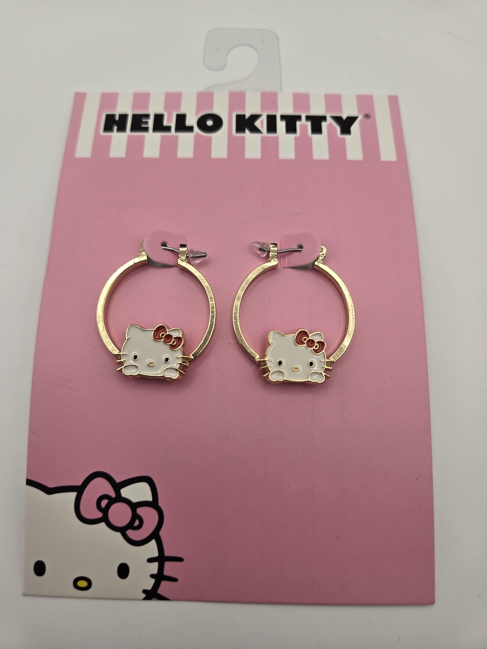 Sanrio Hello Kitty Enamel Character Gold Hoop Earrings